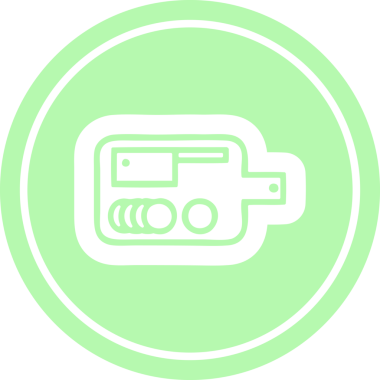 Bir insan tarafından çizilmiş kesme tahtası dairesel simgesi