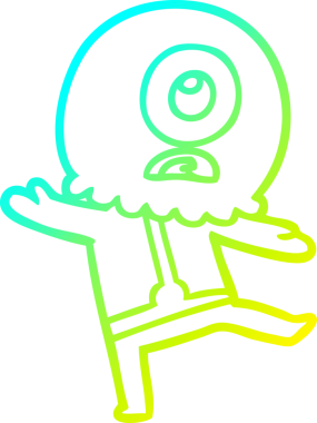 Bir insan tarafından çizilmiş soğuk gradyan çizgi çizimi Kiklops uzaylı uzay adamı