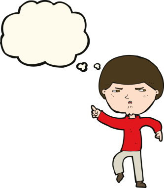 Bir insan tarafından çizilmiş düşünce baloncuğuyla rahatsız edilmiş bir adam.