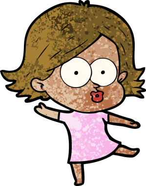 Çizgi film kızı somurtuyor bir insan tarafından