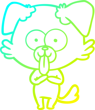 Bir insan tarafından çizilmiş dilli çizgi film köpeği çizimi.