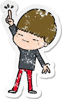 Bir insan tarafından çizilmiş kendini beğenmiş bir çizgi film karakterinin sıkıntılı çıkartması.