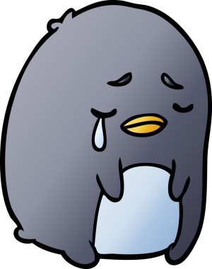 Bir insan tarafından çizilmiş ağlayan penguen çizgi filmi.