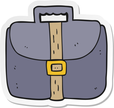 Bir insan tarafından çizilmiş bir evrak çantasının etiketi.