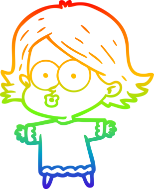 Gökkuşağı gradyan çizimi Bir insan tarafından çizilen çizgi film kızı