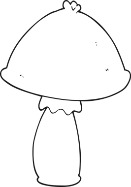 Bir insan tarafından çizilmiş siyah beyaz mantar.