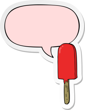 Bir insan tarafından çizilmiş konuşma balonu çıkartmalı çizgi film lolipopu.