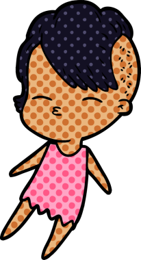 Bir insan tarafından çizilmiş şaşı çizgi film kızı.