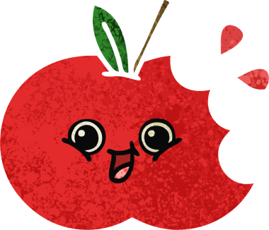 Bir insan tarafından çizilmiş kırmızı elmanın retro çizim tarzı karikatürü