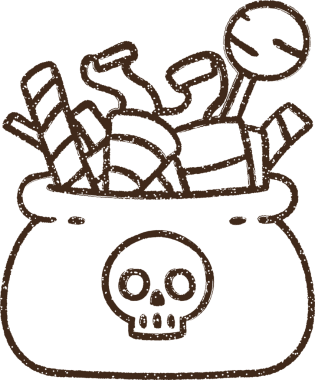 Bir insan tarafından çizilen Cadılar Bayramı Şeker Kömürü Çizimi