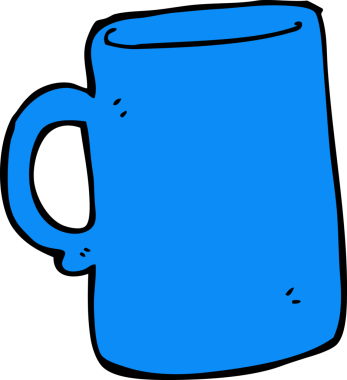 Bir insan tarafından çizilmiş karikatür kupası.