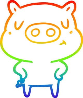 gökkuşağı gradyan çizgi çizimi bir insan tarafından çizilmiş içerikli domuz