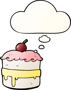 Düşünce baloncuklu çizgi film pastası bir insan tarafından çizilmiş.