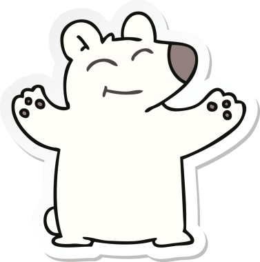 Bir insan tarafından çizilmiş garip bir kutup ayısının çıkartması.