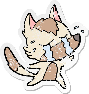 Bir insan tarafından çizilmiş ağlayan bir karikatür çıkartması.