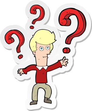 Bir insan tarafından çizilmiş, kafası karışmış bir adamın çıkartması.