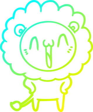 Bir insan tarafından çizilmiş mutlu çizgi film aslanı çizimi.