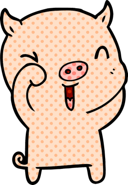 Bir insan tarafından çizilmiş mutlu çizgi film domuzu.