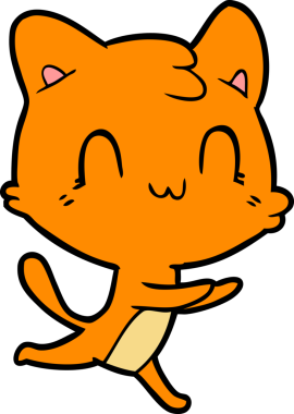 Bir insan tarafından çizilmiş mutlu bir kedi.