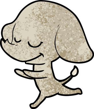 Bir insan tarafından çizilmiş gülümseyen bir fil.