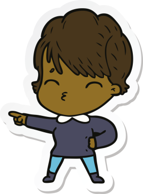 Bir insan tarafından çizilmiş bir karikatür kadının çıkartması.