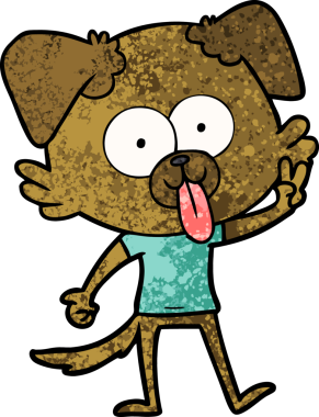 Bir insan tarafından çizilmiş dilli çizgi film köpeği.