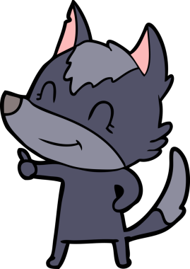 Bir insan tarafından çizilmiş dost canlısı bir kurt.