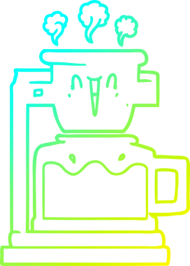 Bir insan tarafından çizilmiş sıcak kahve demliğinin soğuk gradyan çizgisi.