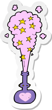 Bir insan tarafından çizilmiş sihirli bir iksirin yapıştırması.