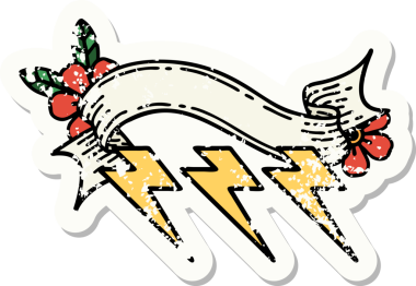 Bir insan tarafından çizilmiş yıldırımların bayrağını taşıyan eski bir etiket