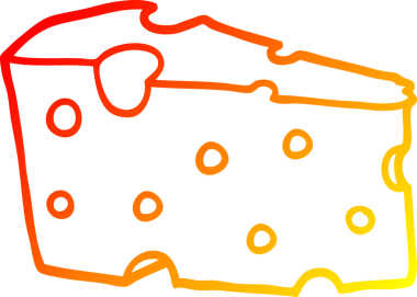 Bir insan tarafından çizilmiş çizgi film peynirinin sıcak gradyan çizimi