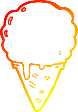 Bir insan tarafından çizilmiş çizgi film dondurmasının sıcak çizgi çizimi