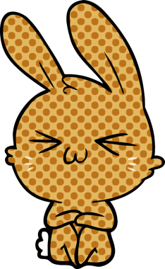 Bir insan tarafından çizilmiş şirin çizgi film tavşanı.