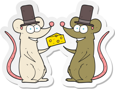 Bir insan tarafından çizilmiş peynirli bir farenin çıkartması.