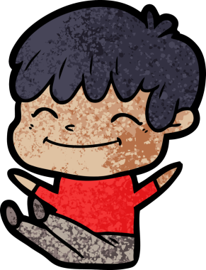 Bir insan tarafından çizilmiş mutlu çocuk çizgi filmi.