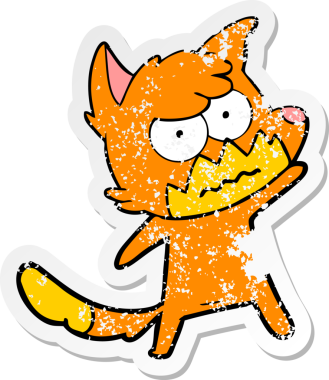 Bir insan tarafından çizilmiş, sıkıntılı bir çizgi film çıkartması.