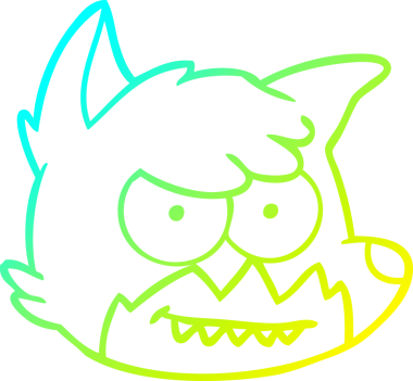 Bir insan tarafından çizilmiş bir tilki suratının soğuk çizgi çizimi.