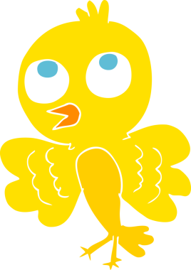 Bir insan tarafından çizilen kuşun düz renk çizimi