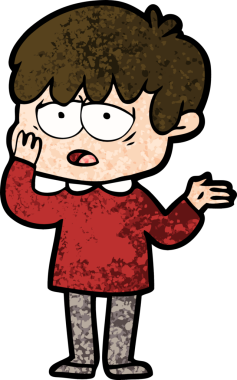 Bir insan tarafından çizilmiş bitkin çocuk çizgi filmi.