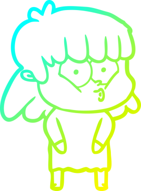 Bir insan tarafından çizilen ıslık çalan bir kızın soğuk gradyan çizgisi.