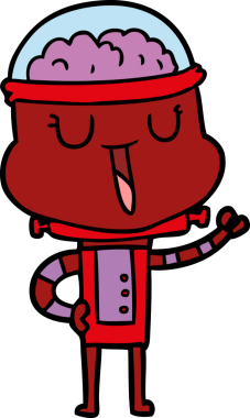 Bir insan tarafından çizilmiş mutlu çizgi film robotu