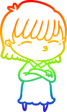 gökkuşağı gradyan çizimi bir insan tarafından çizilmiş bir karikatür kadın