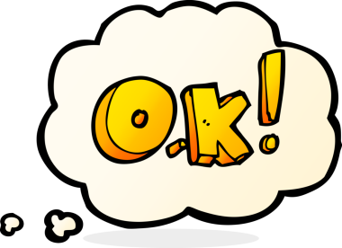 Bir insan tarafından çizilmiş düşünce baloncuklu çizgi film Tamam sembolü