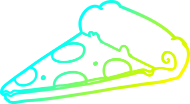 Bir insan tarafından çizilmiş bir dilim pizzanın soğuk gradyan çizimi