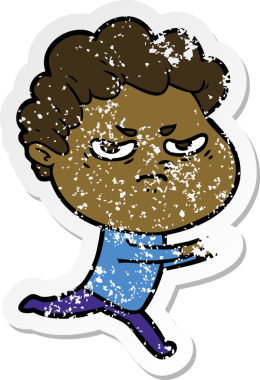 Bir insan tarafından çizilmiş kızgın bir adamın sıkıntılı çıkartması.