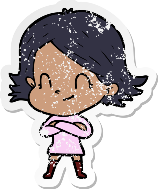 Bir insan tarafından çizilmiş, karikatür dostu bir kızın sıkıntılı çıkartması.