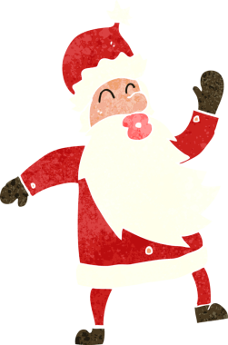 Bir insan tarafından çizilmiş Noel Baba çizgi filmi.