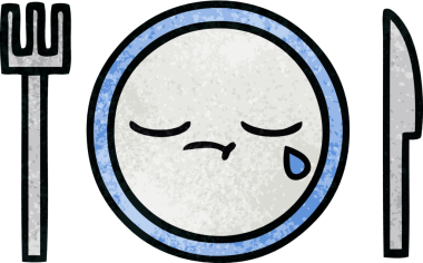 Bir insan tarafından çizilmiş yemek tabağının retro grunge deseni.