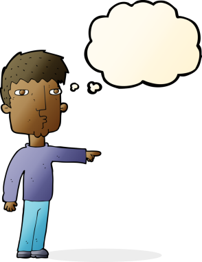 Bir insan tarafından çizilmiş düşünce baloncuğu olan bir adam.