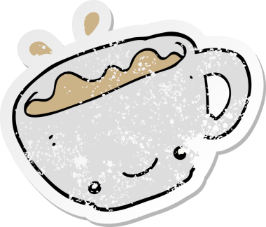 Bir insanın çizdiği bir fincan kahvenin sıkıntılı çıkartması.